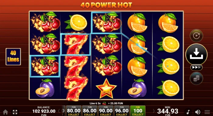 40 Power Hot Coin Boost печалба в основната игра