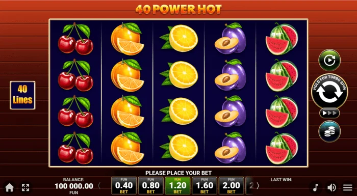 40 Power Hot Coin Boost екран на играта